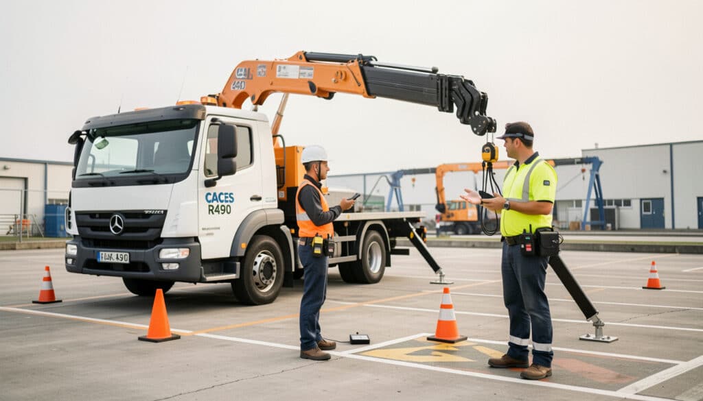 CACES R490 grue de chargement : formation, coût, examen
